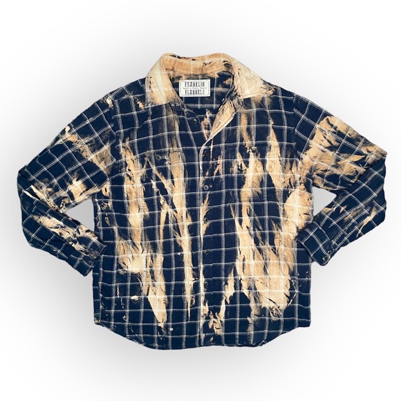 Franklin Flannels Upcyled Plaid Button Down Bleach Dyed - Picture 1 of 10